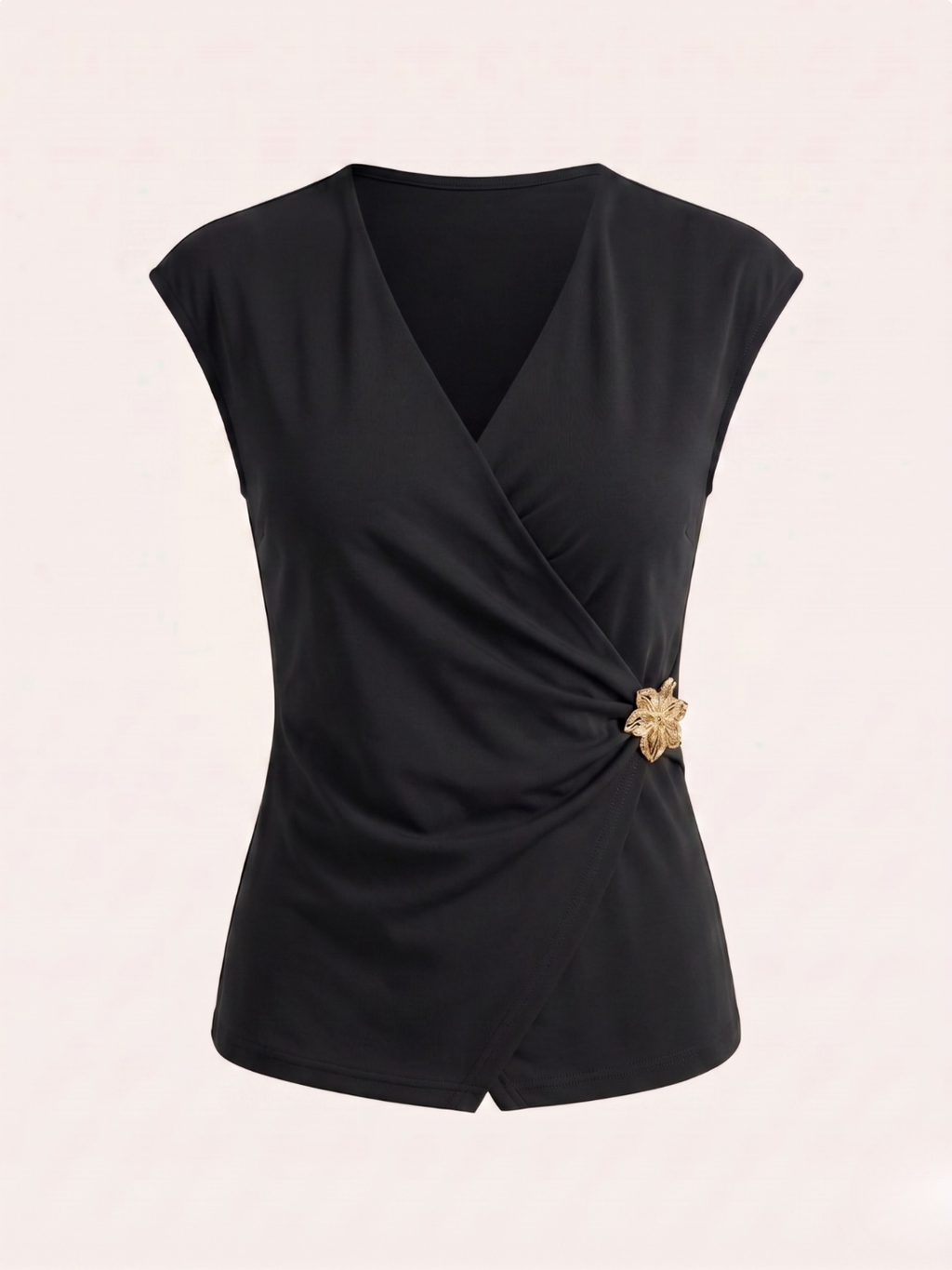 Stretchable Gold Accent Wrap Top