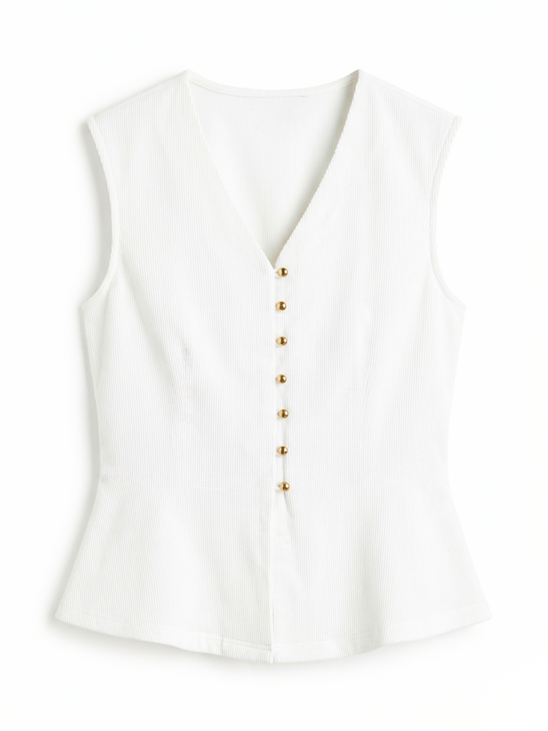 Stretchable Ribbed V-Neck Waistcoat