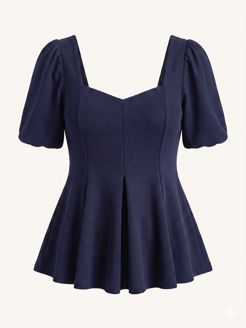 Stretchable Puff Sleeves Peplum Top