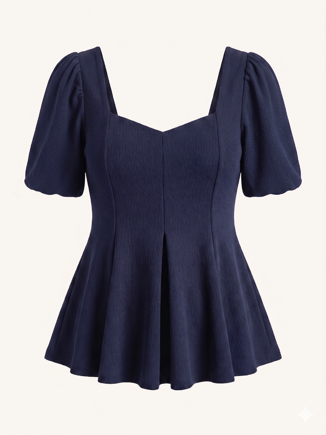 Stretchable Puff Sleeves Peplum Top