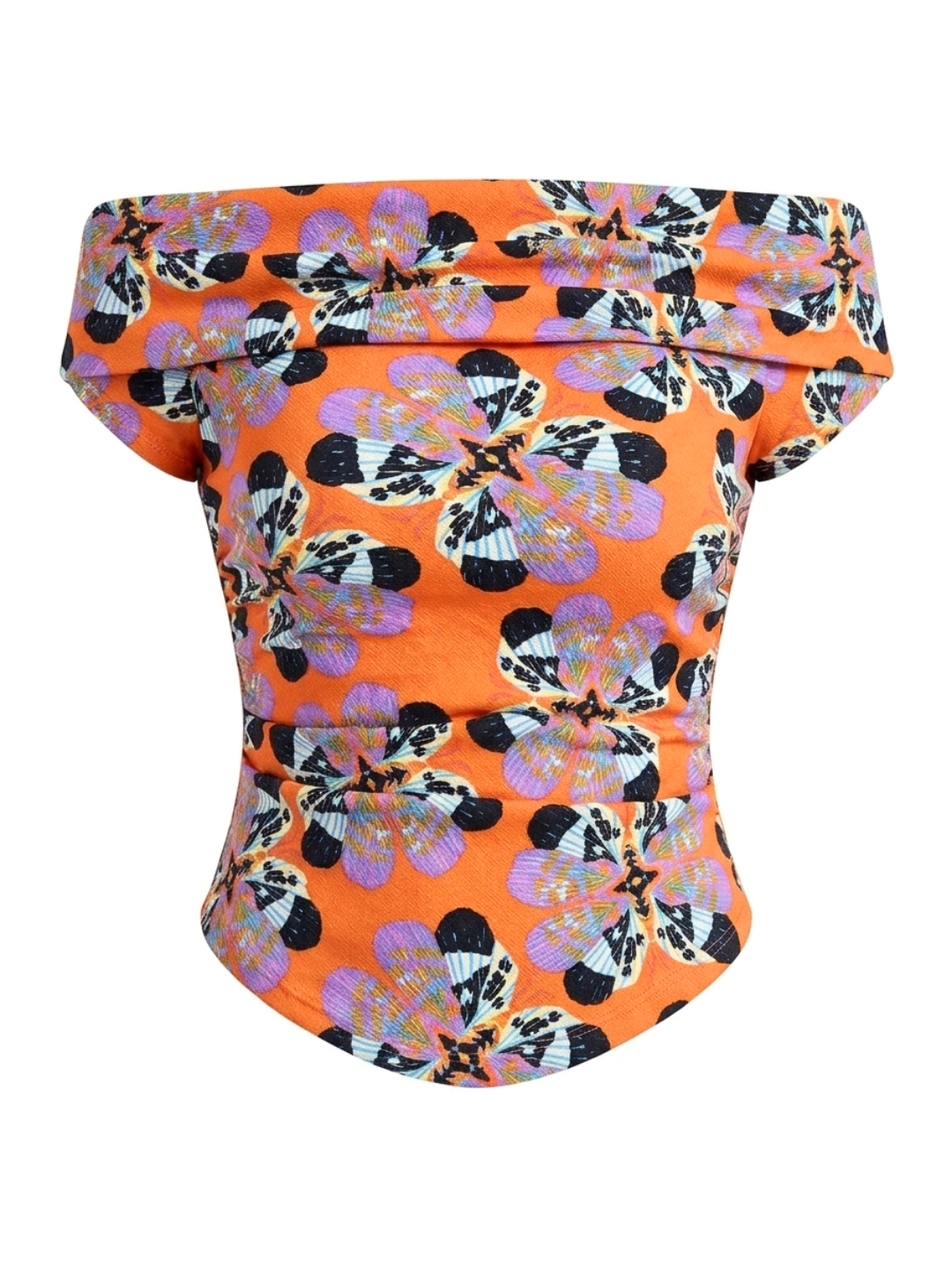 Printed Stretchable Draped Crop Top