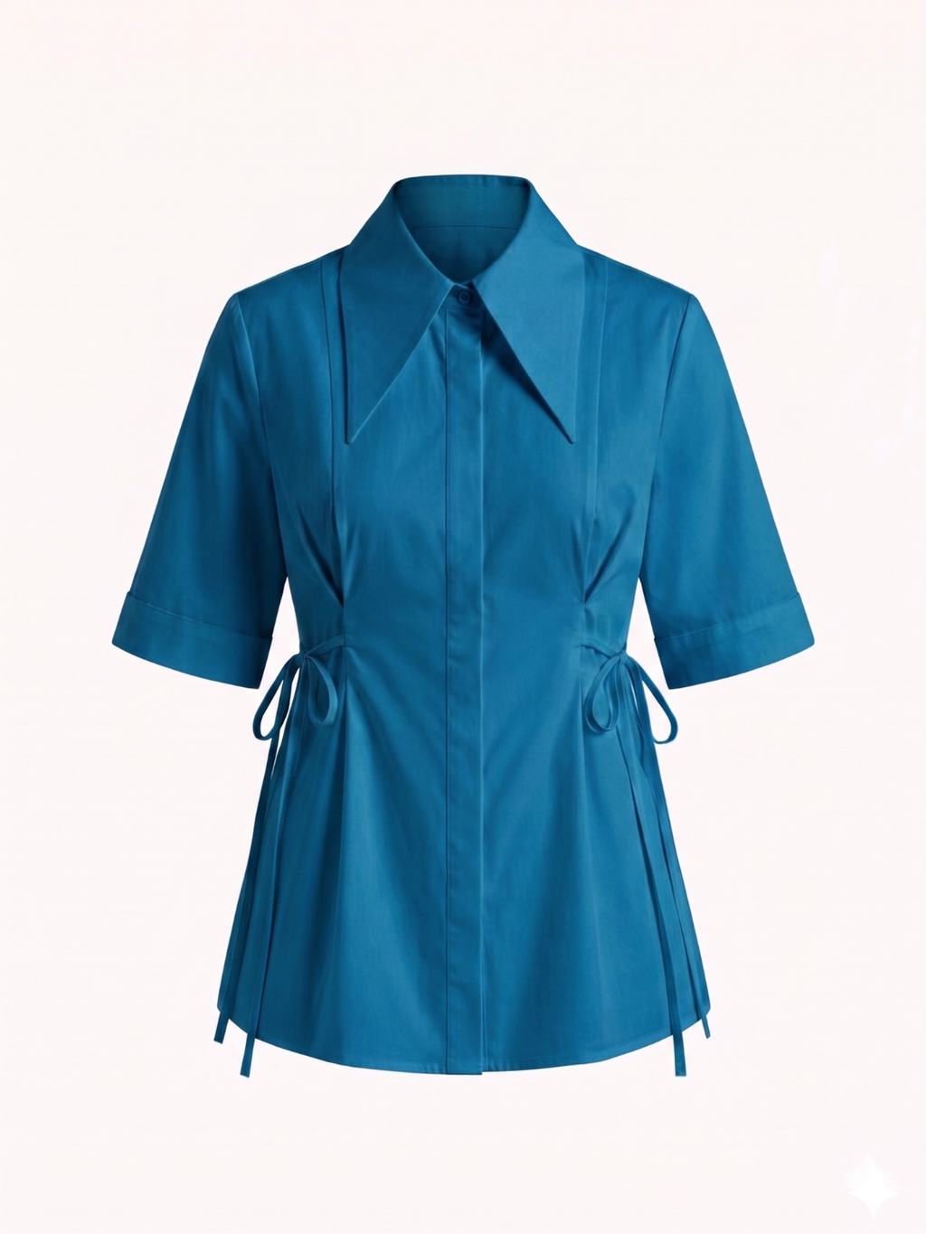 Pure Cotton Cinched Waist Collared Shirt