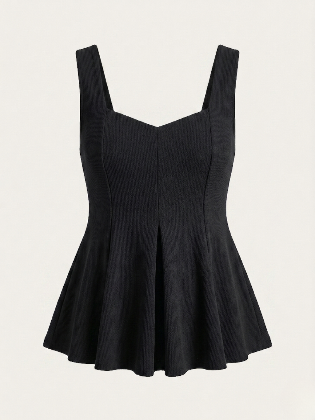 Stretchable Ribbed Peplum Top