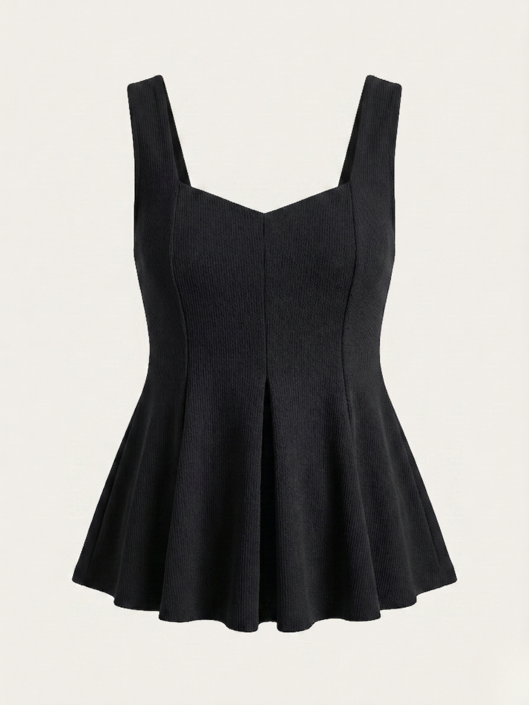 Stretchable Ribbed Peplum Top