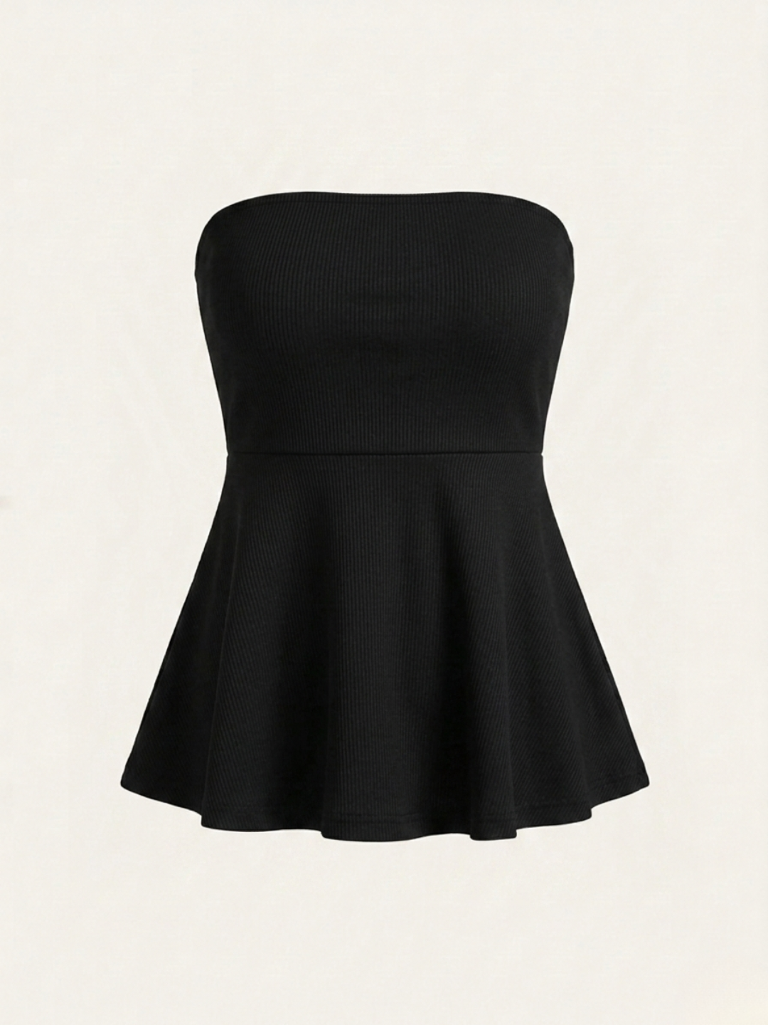 Ribbed Bandeau Peplum Top