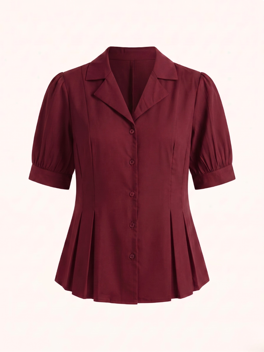 Puff Sleeve Pure Cotton Pleated Shirt