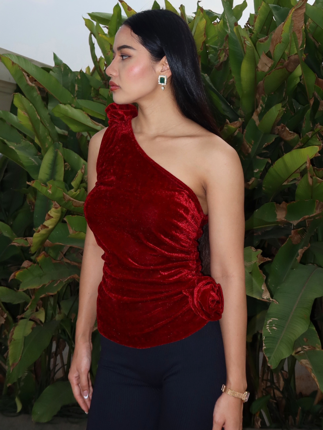 Stretchable Falling In Rose Top