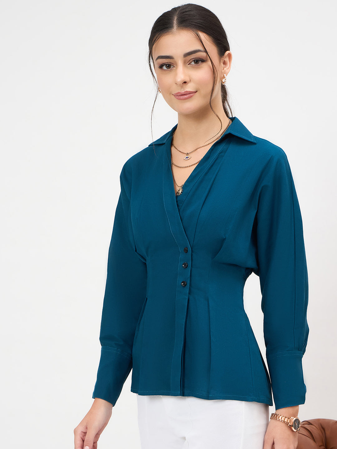 Pure Cotton Wrap Style Placket Shirt