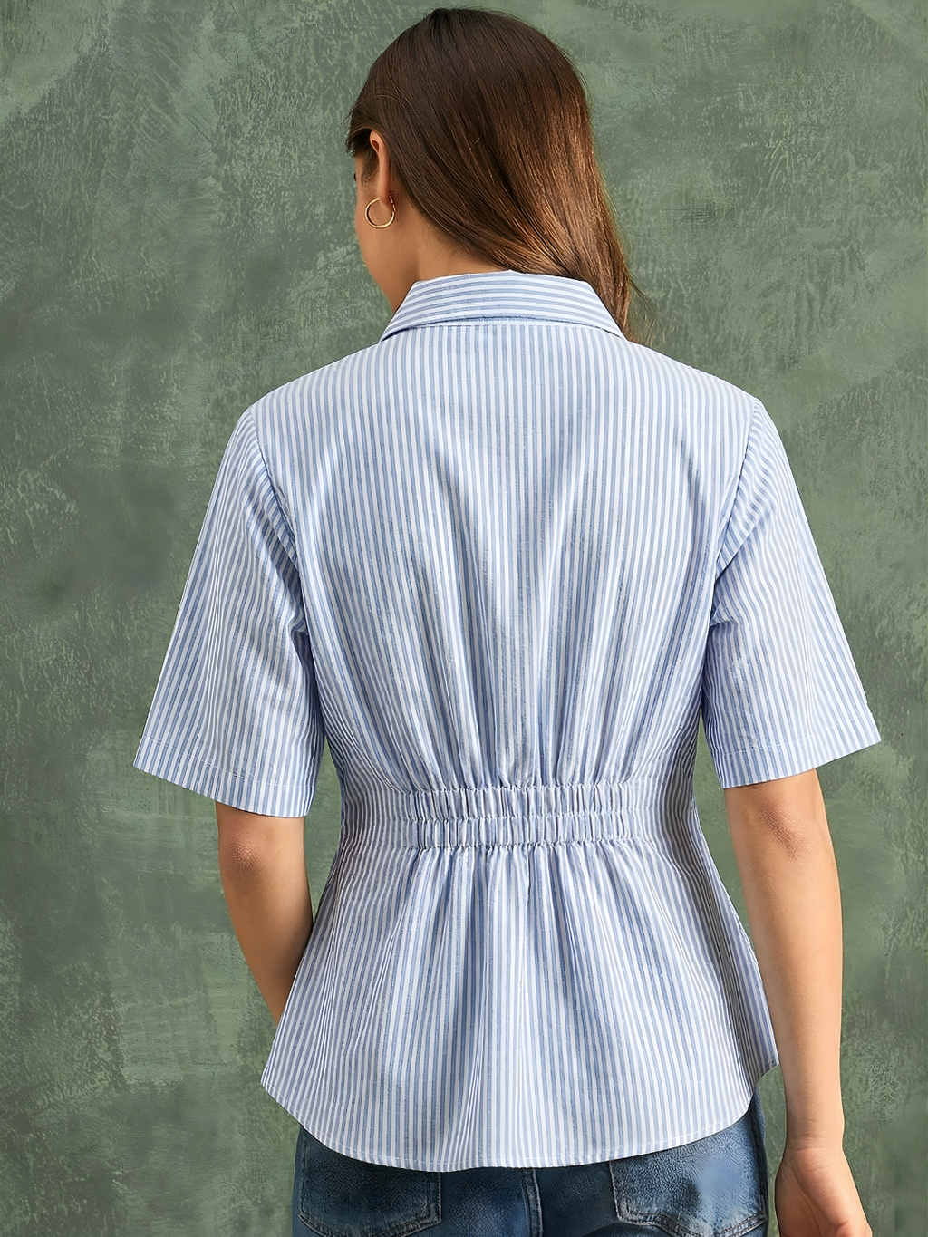 Drop Shoulder Pleated Pure Cotton Shirt