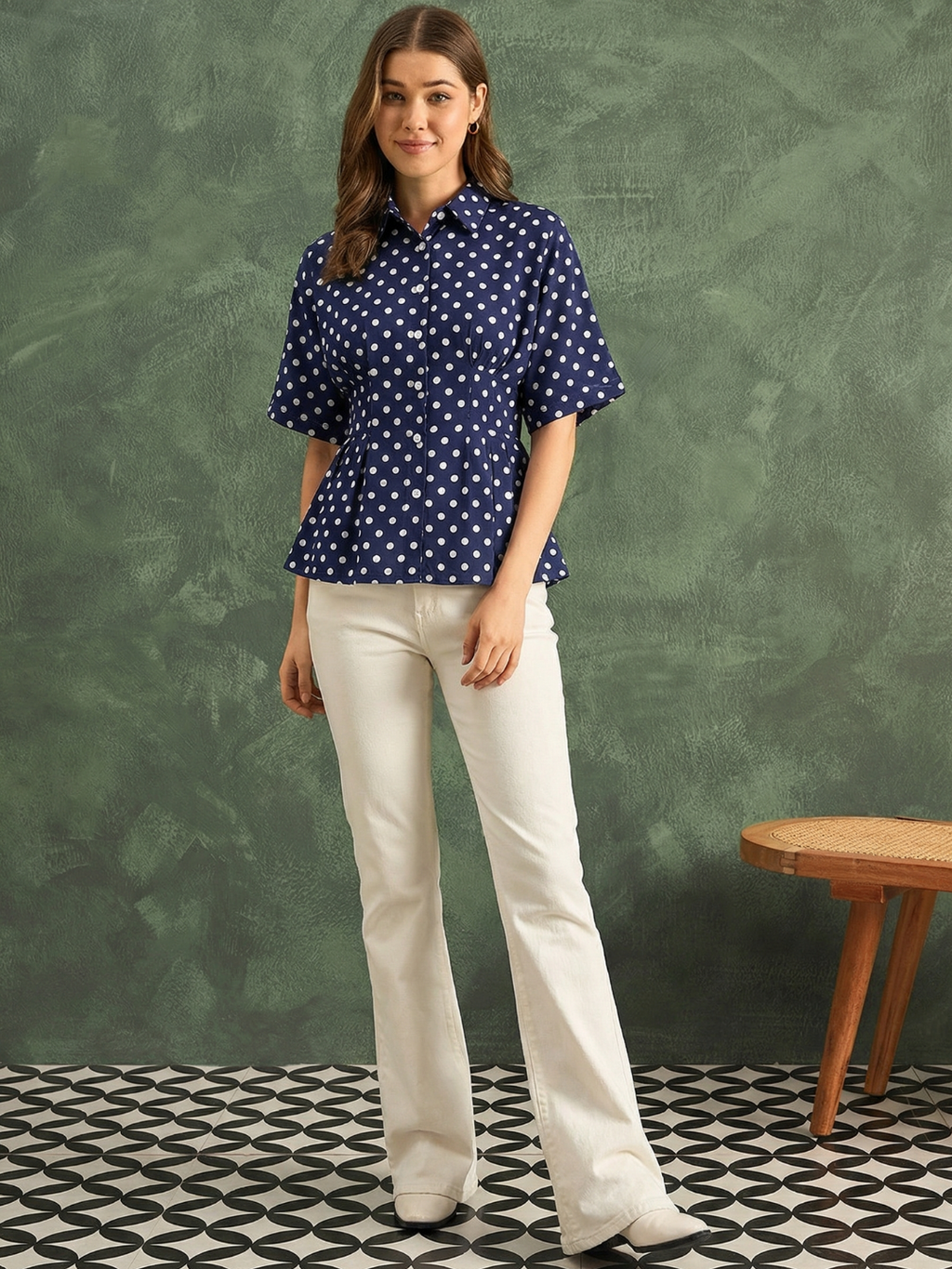 Drop Shoulder Pleated Pure Cotton Shirt