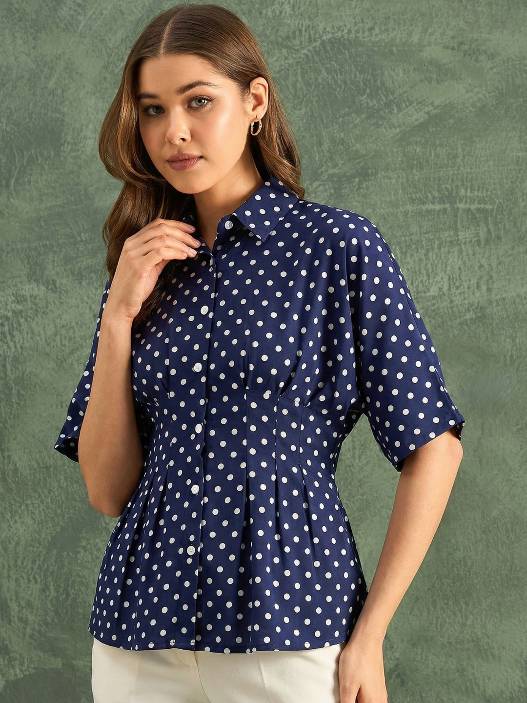Drop Shoulder Pleated Pure Cotton Shirt