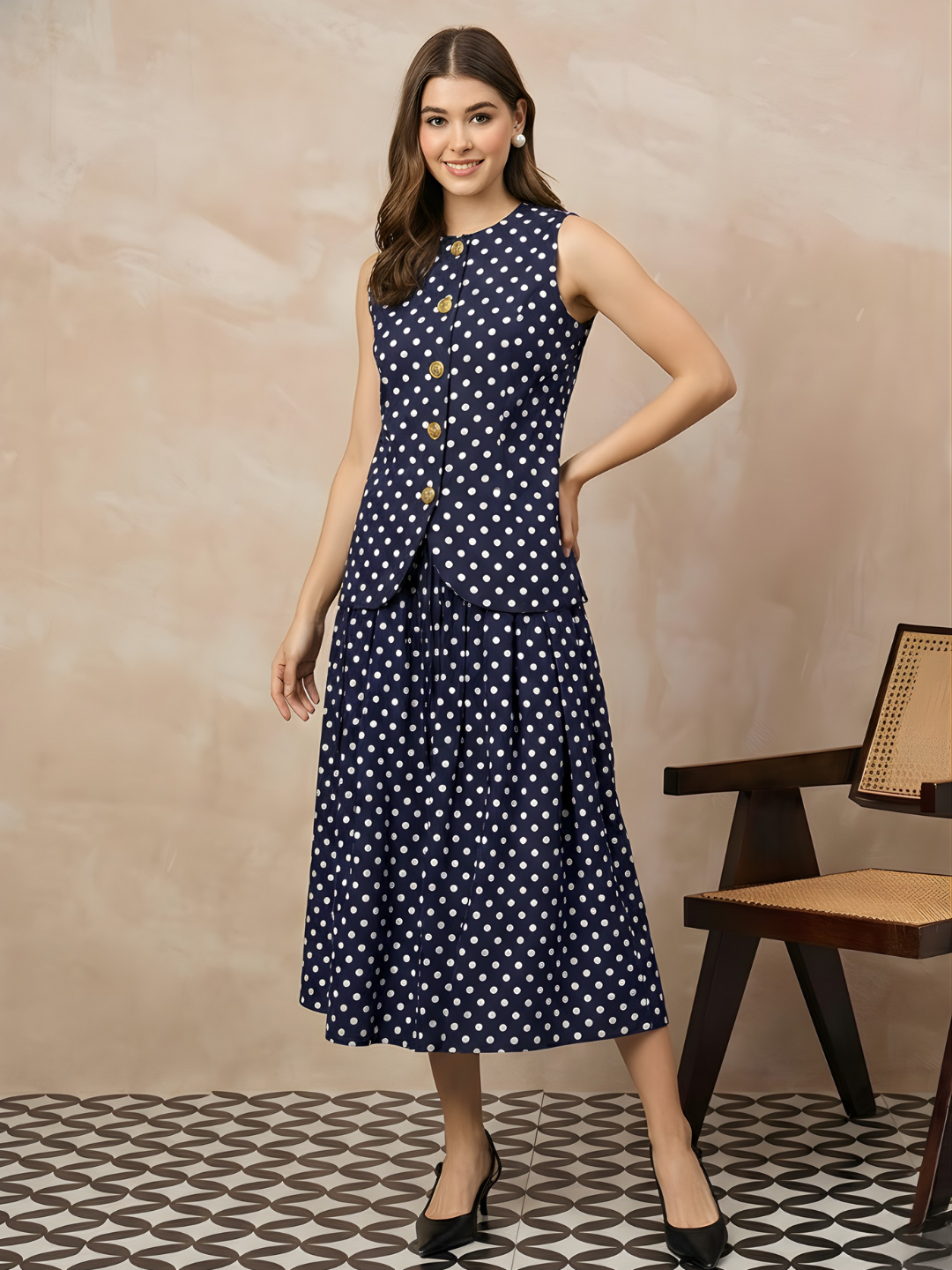 Pure Cotton Waistcoat and Skirt Set