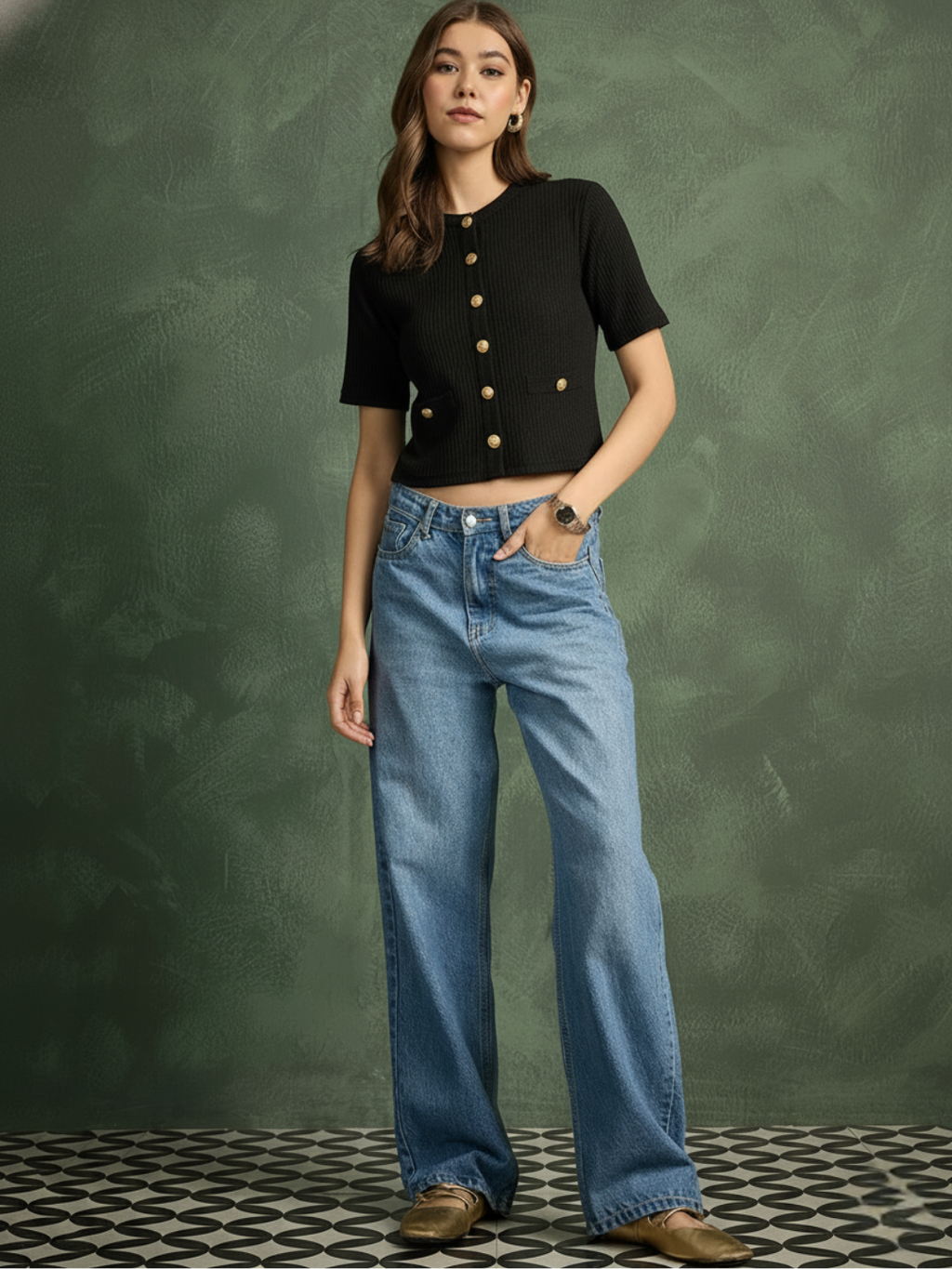Stretchable Buttoned Waistcoat Top
