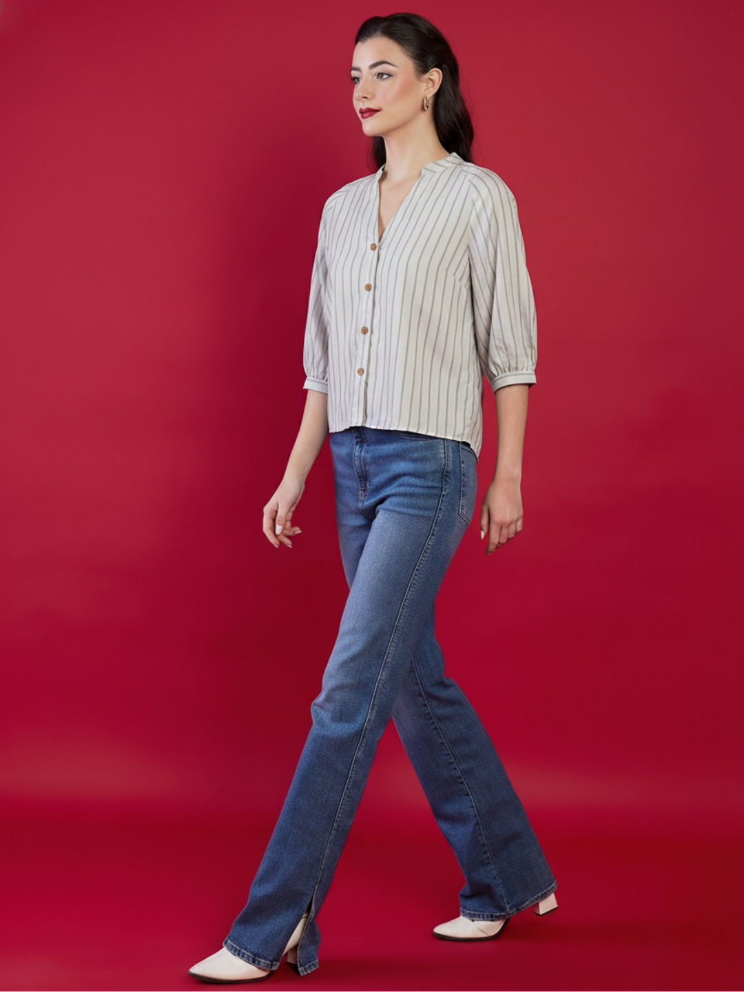 Puff Sleeve Pure Linen Shirt
