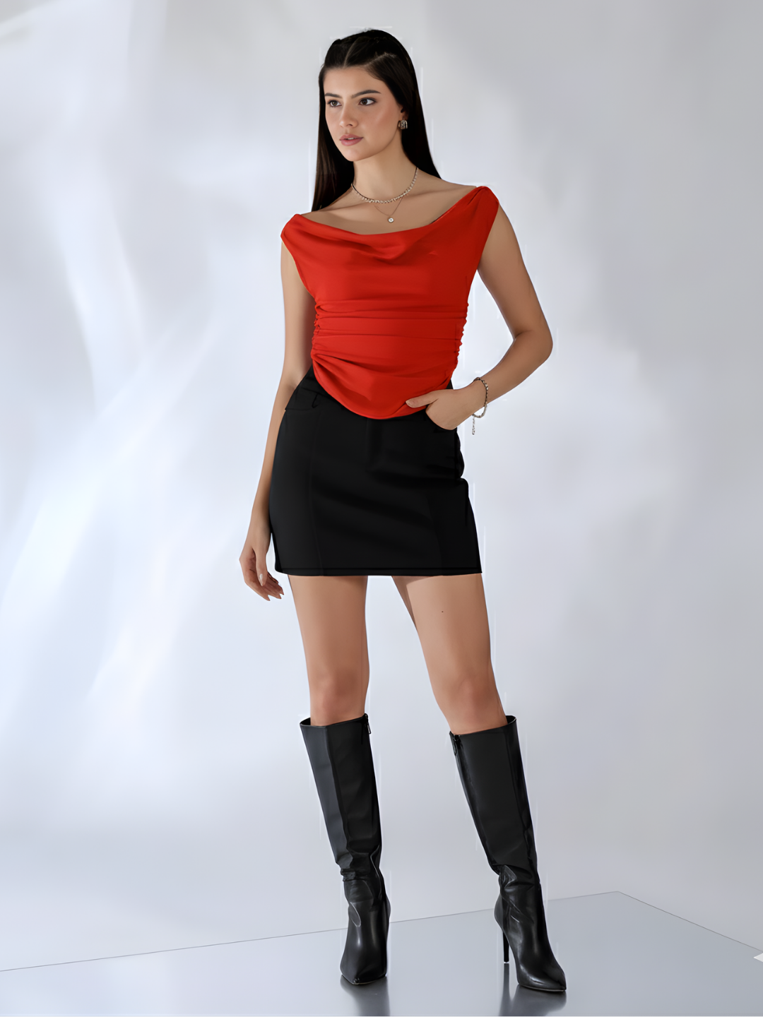 Stretchable Draped Crop Top