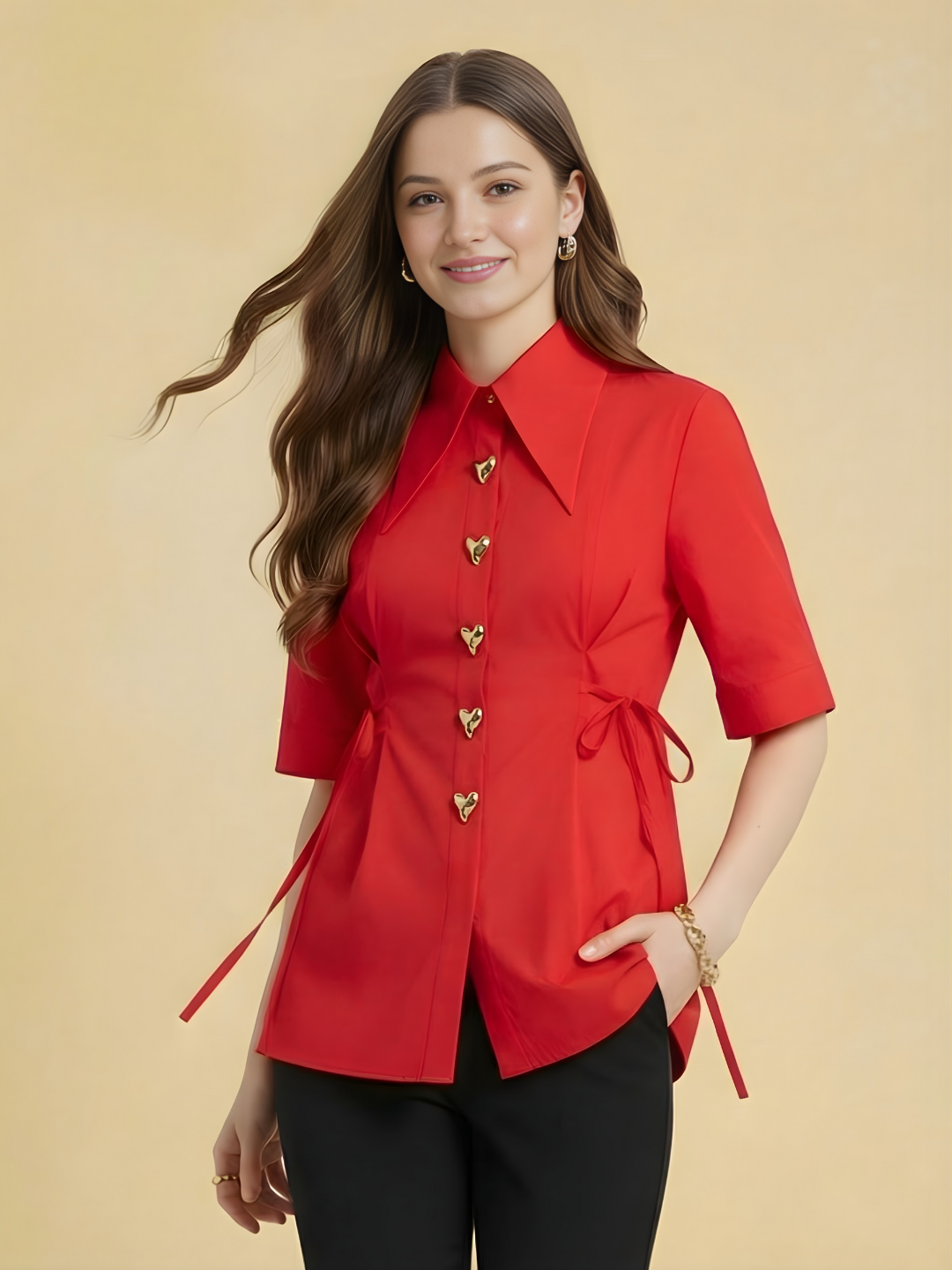 Pure Cotton Heart Button Shirt