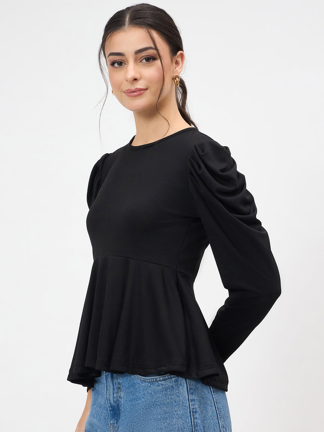 Stretchable Full Sleeves Peplum Top