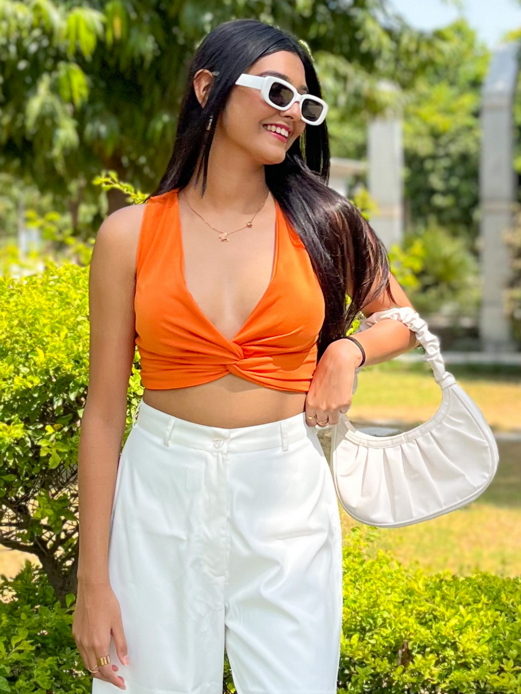 Stretchable Knotted Short Top