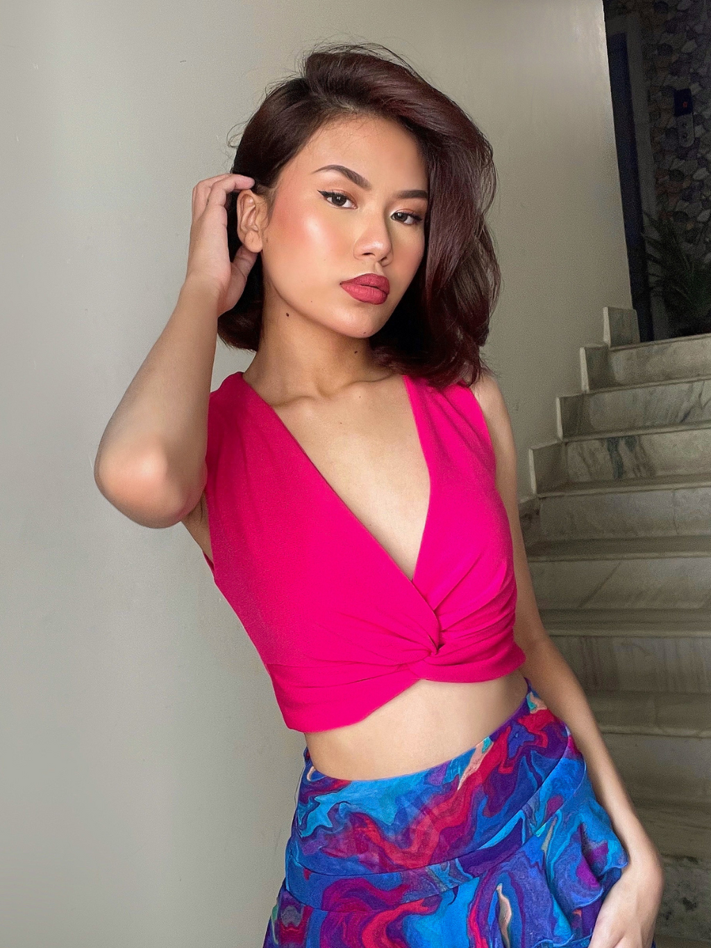 Stretchable Knotted Short Top