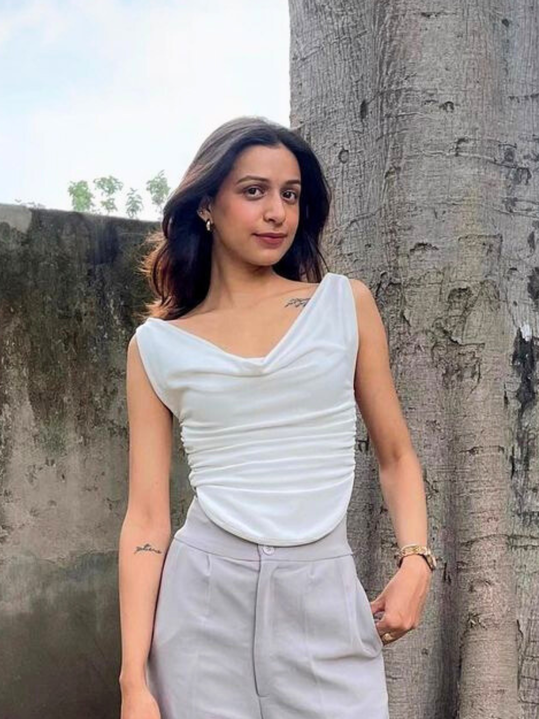Stretchable Draped Crop Top
