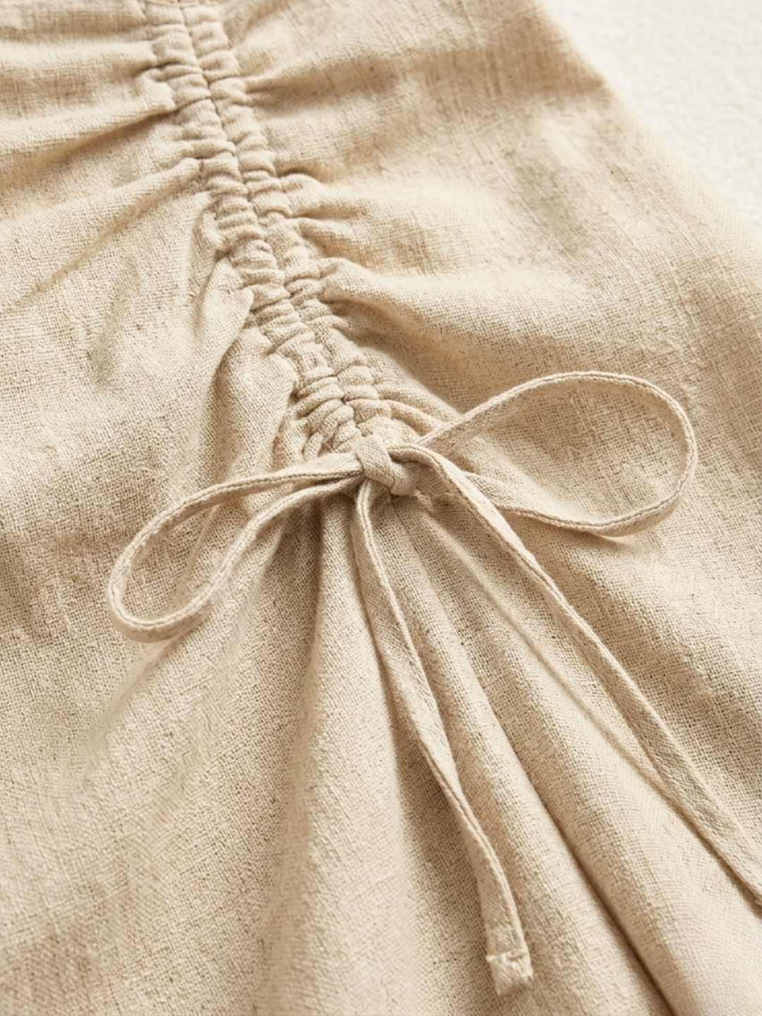 Linen Drawstring Midi Dress