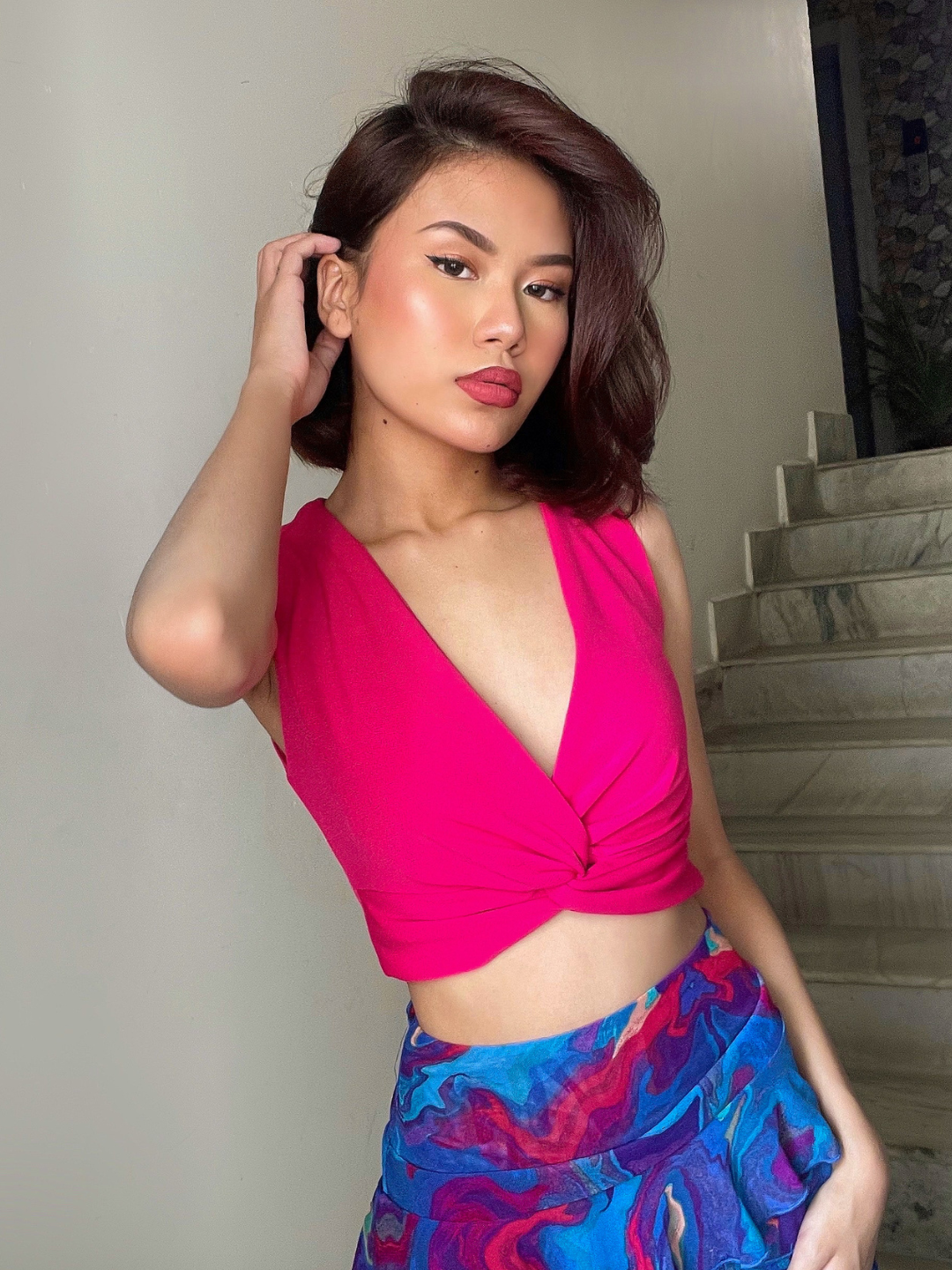 Stretchable Knotted Short Top
