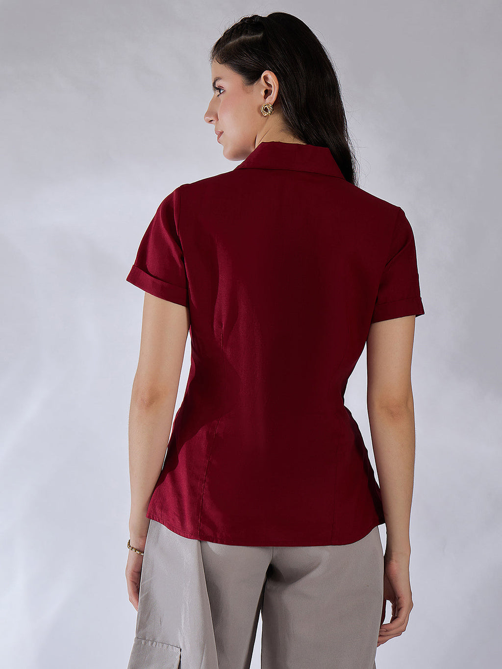 Zip-Through Fitted Cotton Top