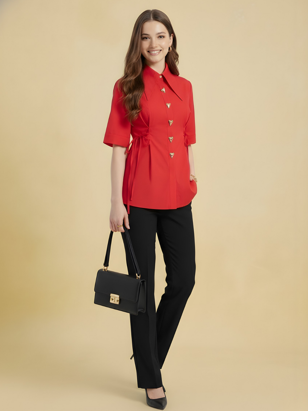 Pure Cotton Heart Button Shirt