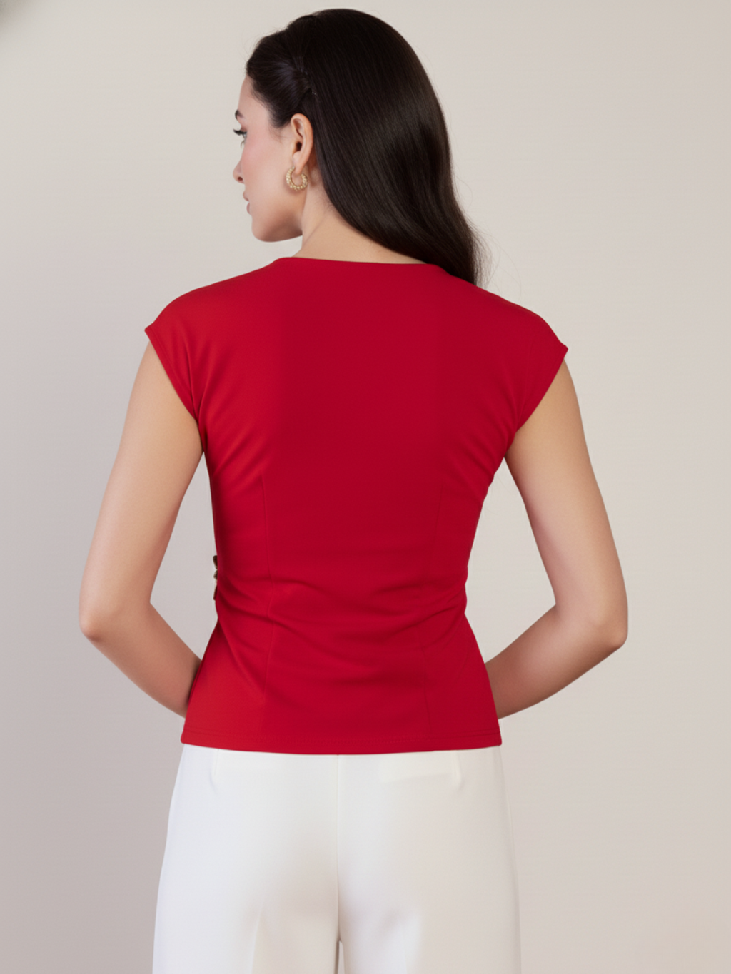 Stretchable Gold Accent Wrap Top