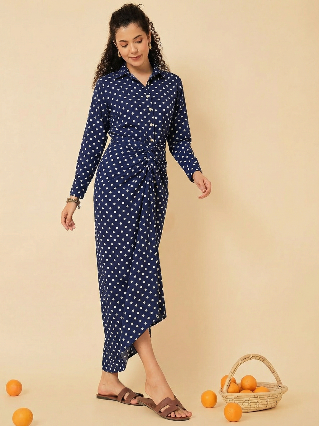 Printed Shirt with Front Twist Skirt Co-ord Set