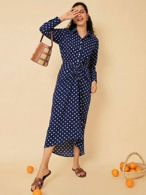 Printed Shirt with Front Twist Skirt Co-ord Set