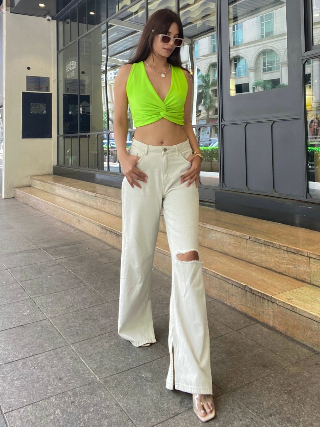 Stretchable Knotted Short Top