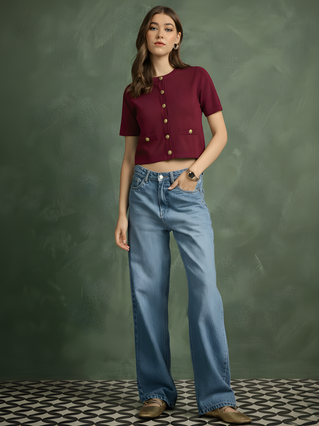 Stretchable Buttoned Waistcoat Top