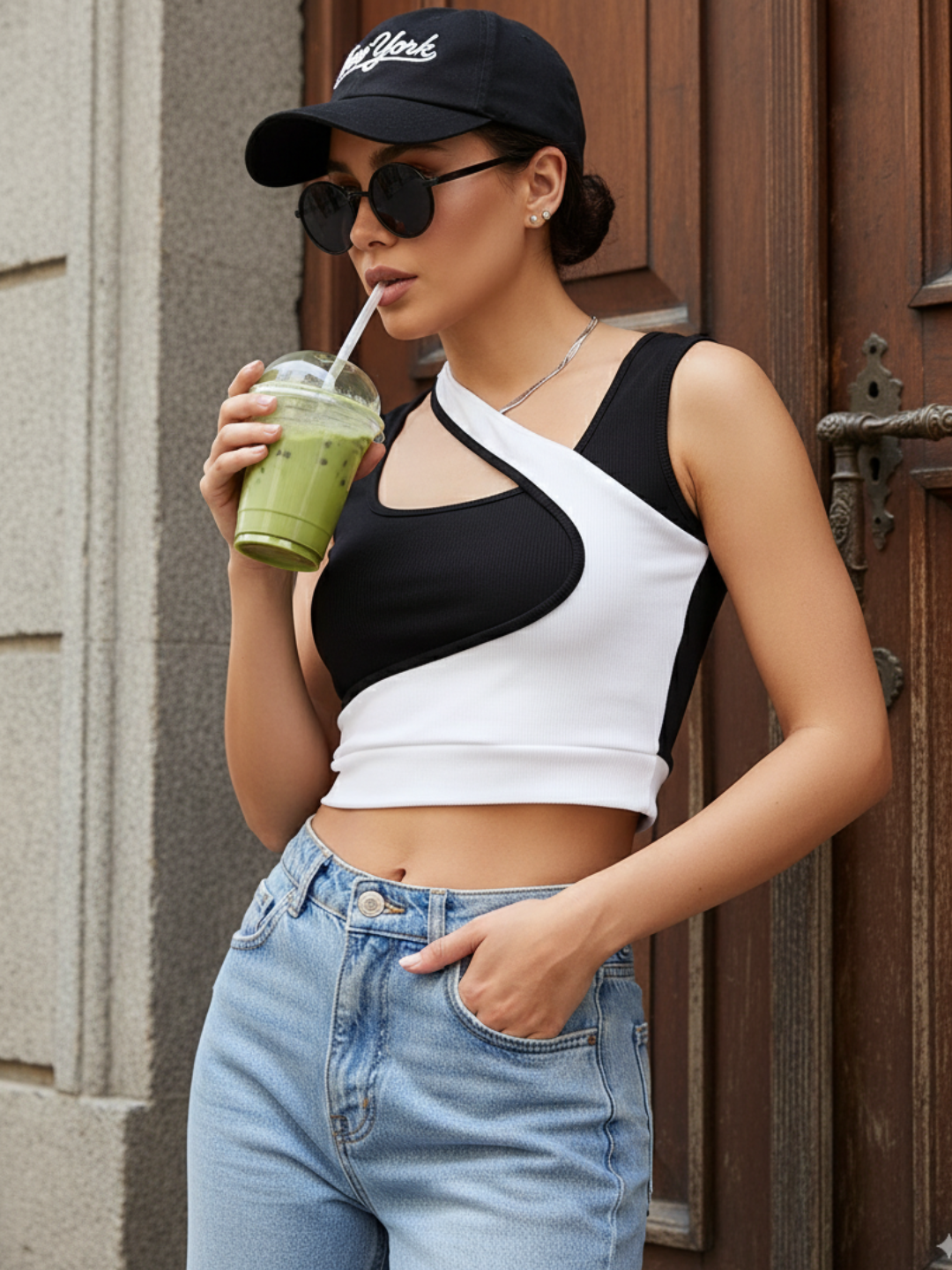Stretchable Sleeveless Dual-Ribbed Top