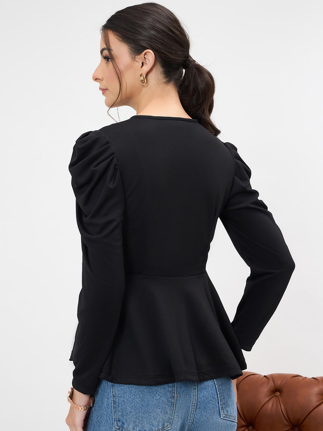 Stretchable Full Sleeves Peplum Top