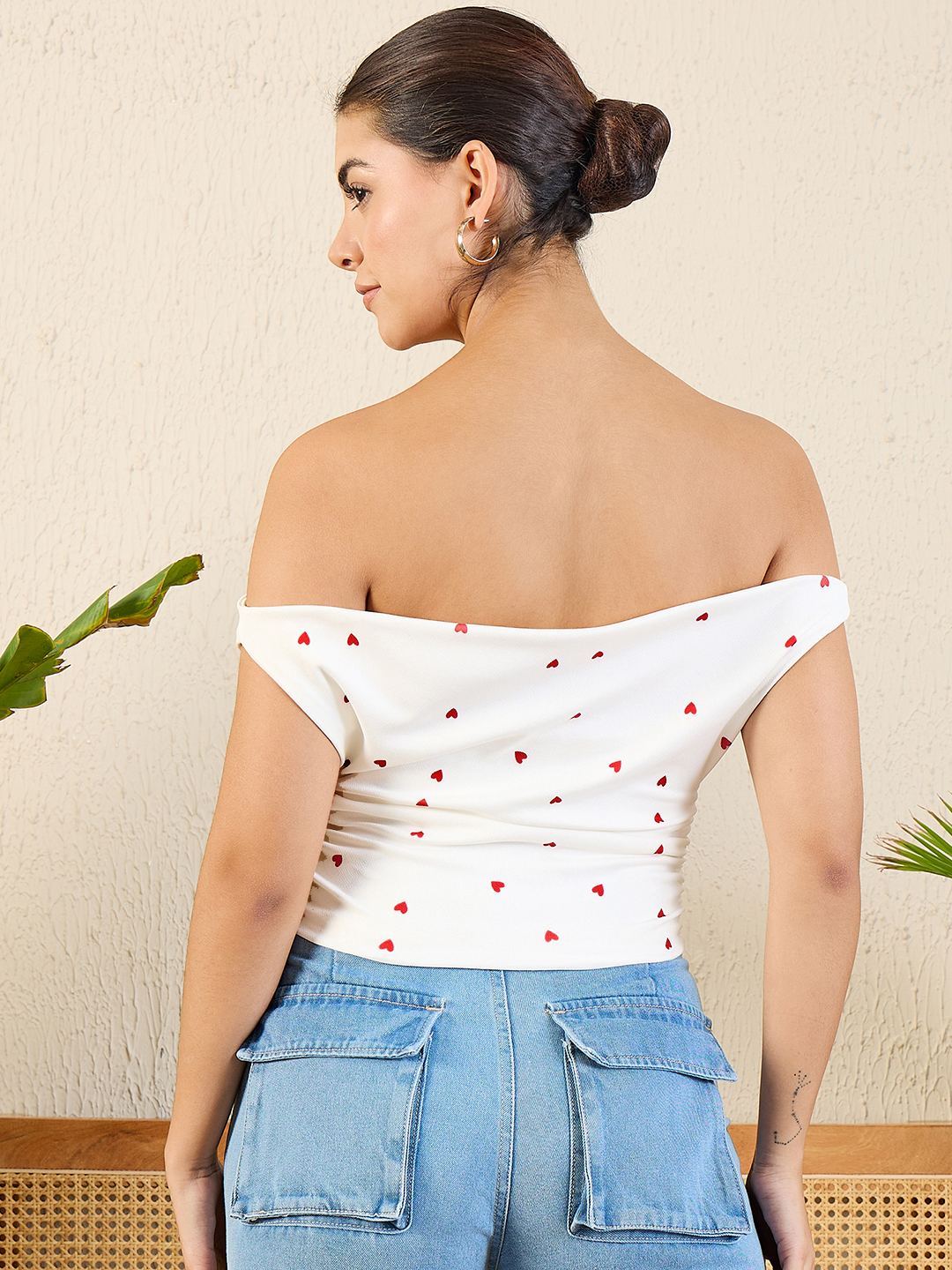 Printed Stretchable Draped Crop Top