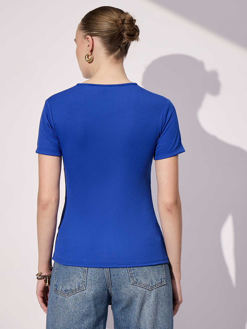 Stretchable Criss Cross Ribbed Top