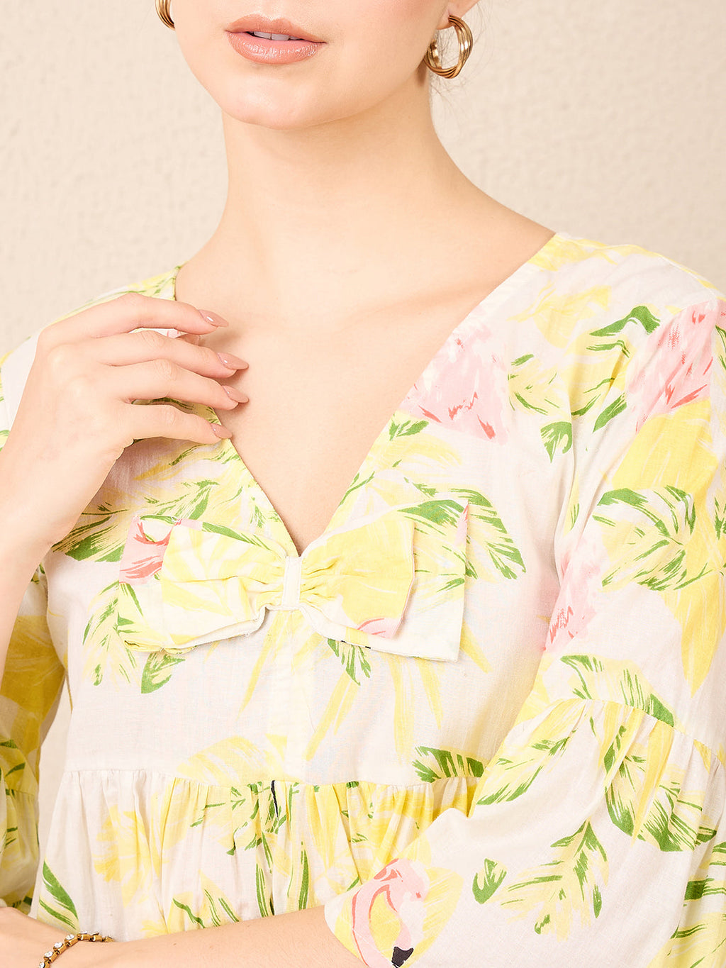 Bell Sleeve Cotton Peplum Top