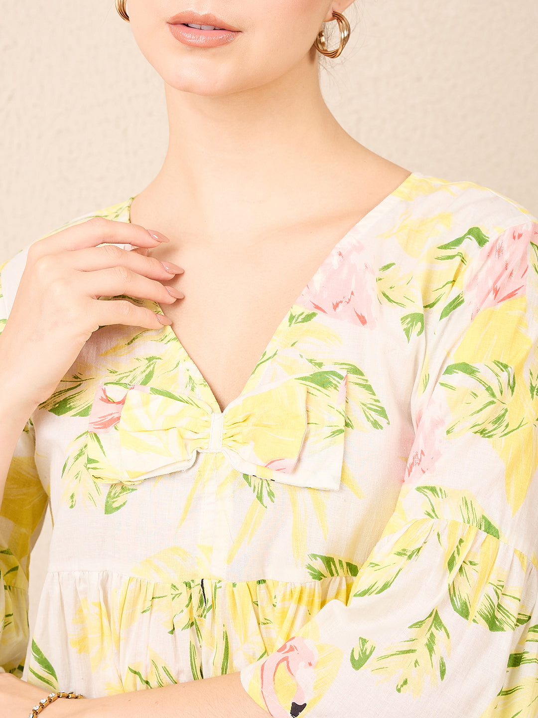 Bell Sleeve Cotton Peplum Top