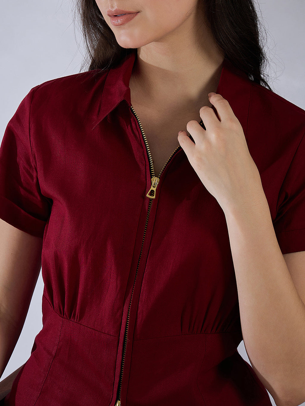 Zip-Through Fitted Cotton Top