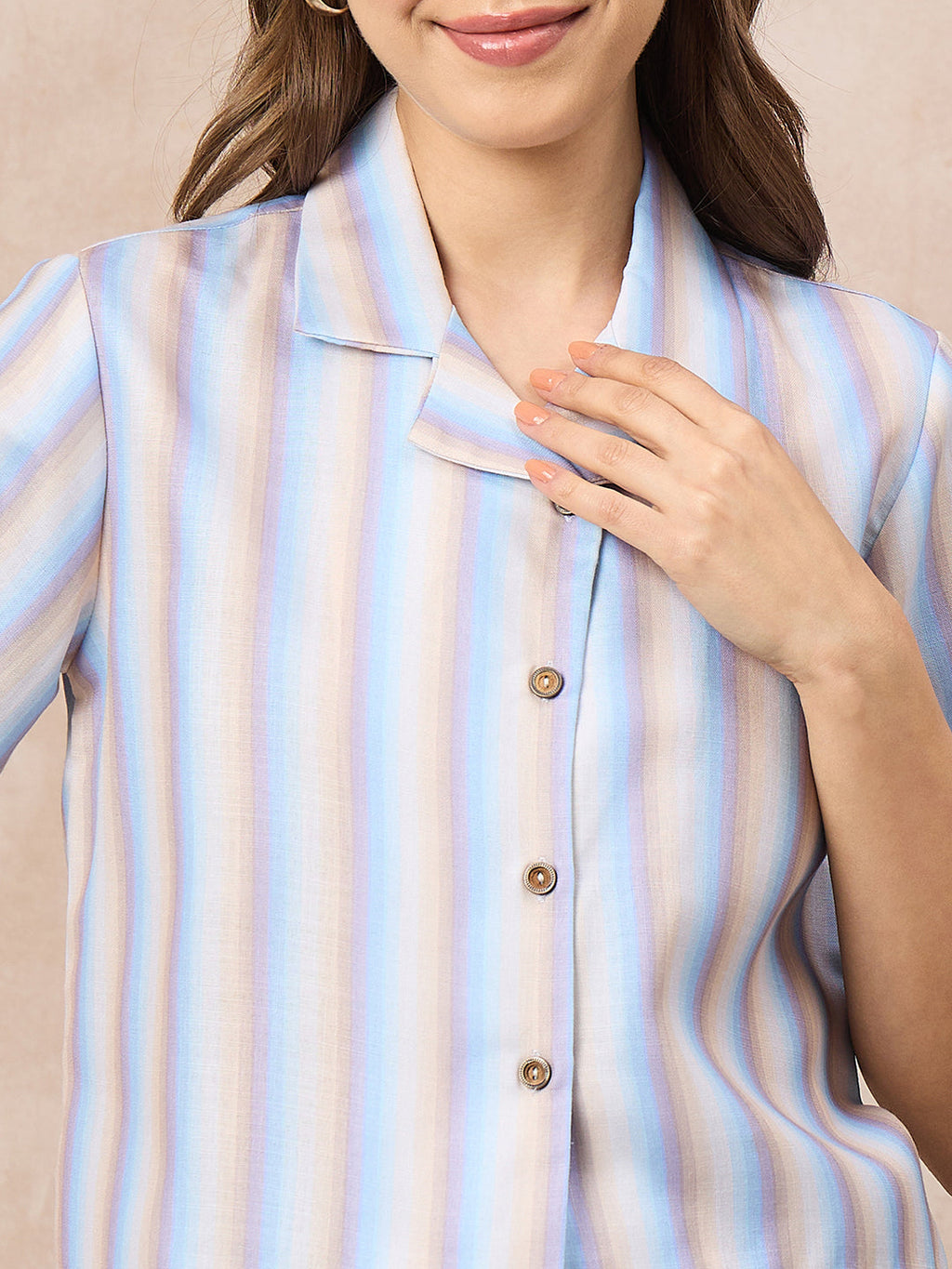 Pure Linen Shirt With Midi Skirt Set