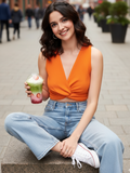 Stretchable Knotted Short Top