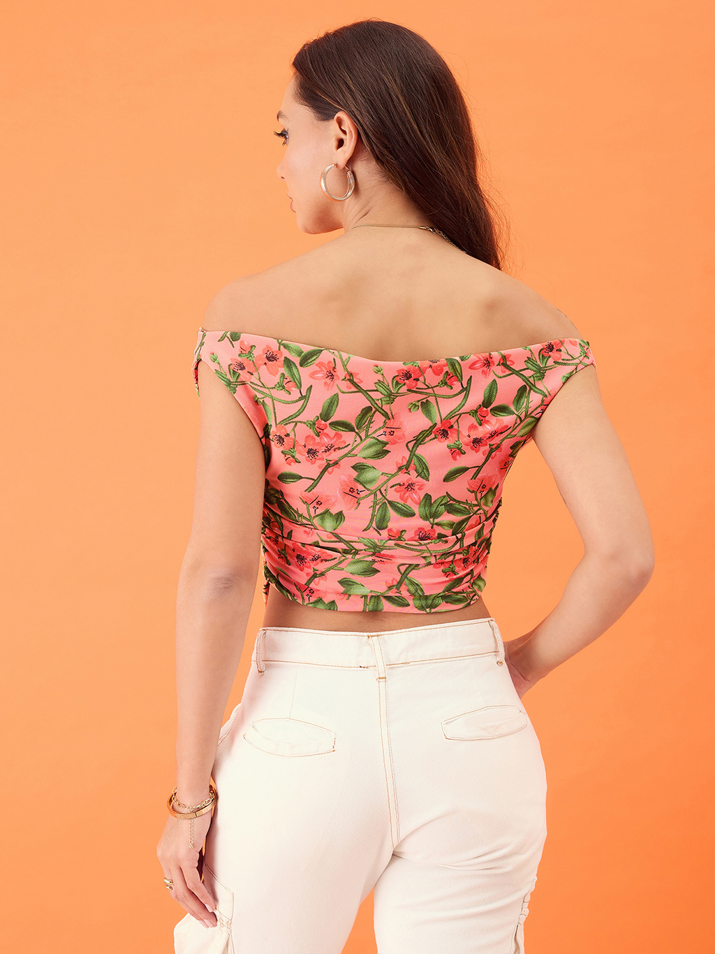 Printed Stretchable Draped Crop Top