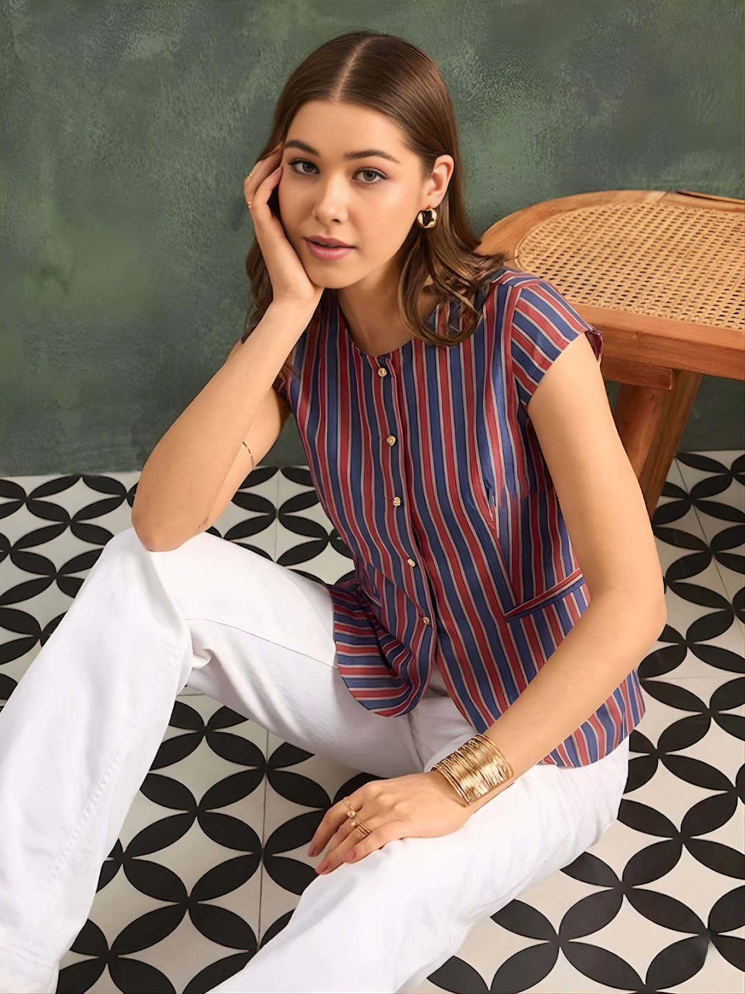 Pure Linen Striped Tailored Vest