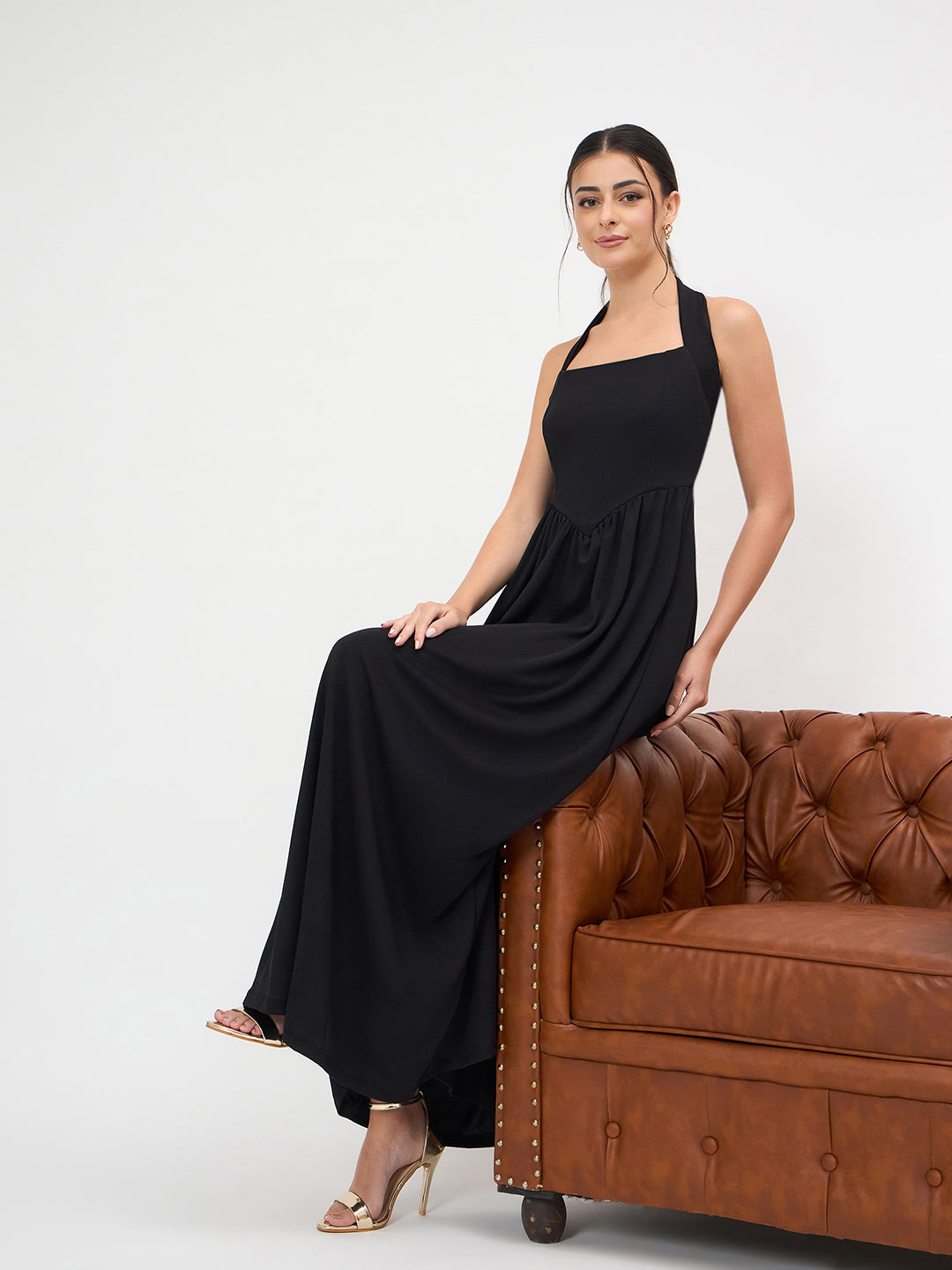 Stretchable Halter Neck Maxi Dress