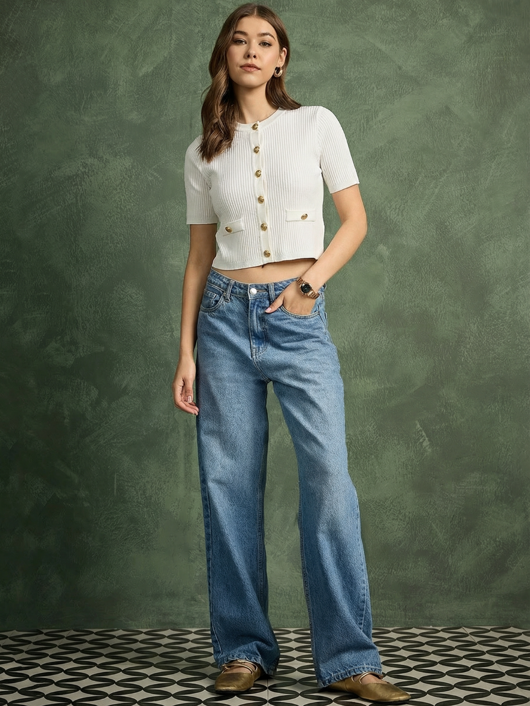Stretchable Buttoned Waistcoat Top