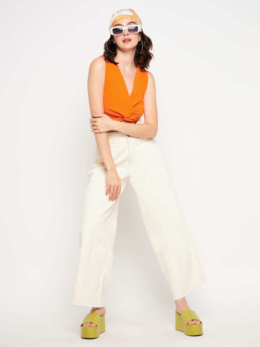 Stretchable Knotted Short Top
