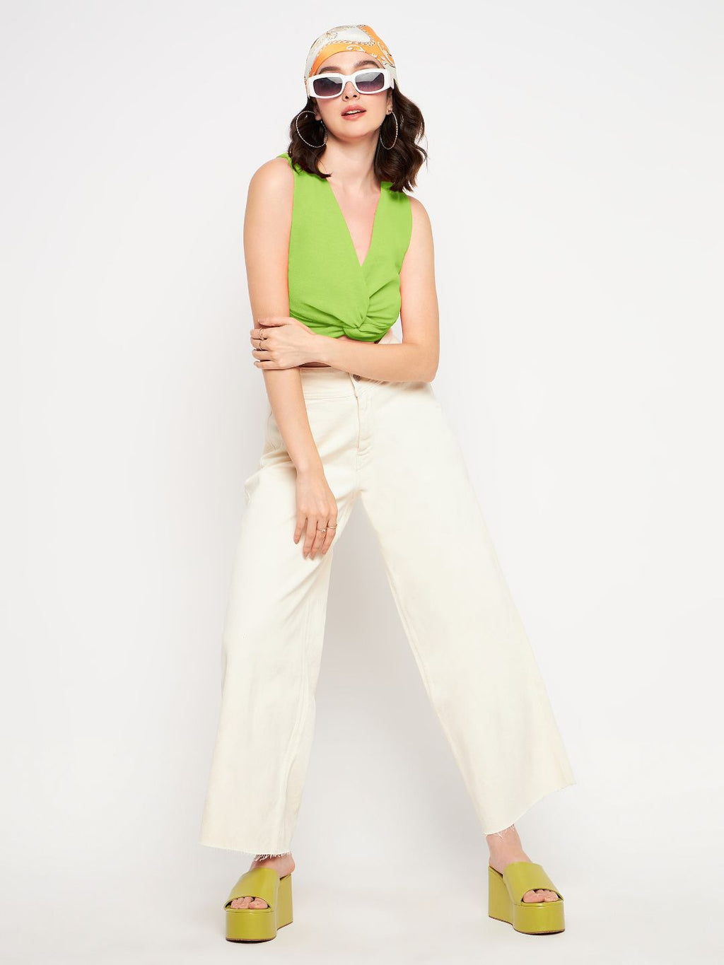 Stretchable Knotted Short Top