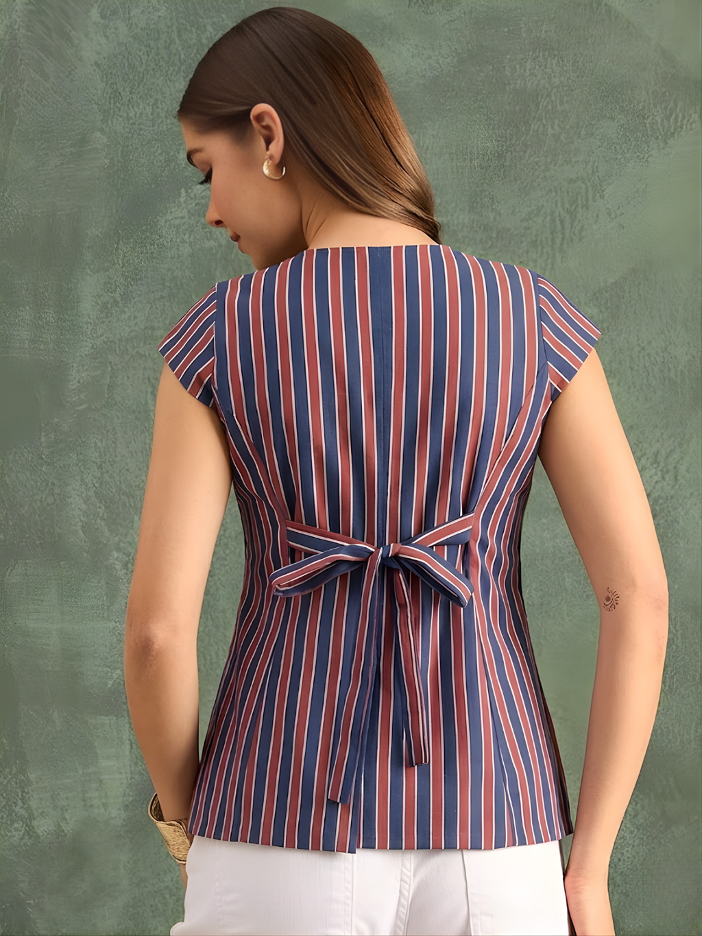Pure Linen Striped Tailored Vest