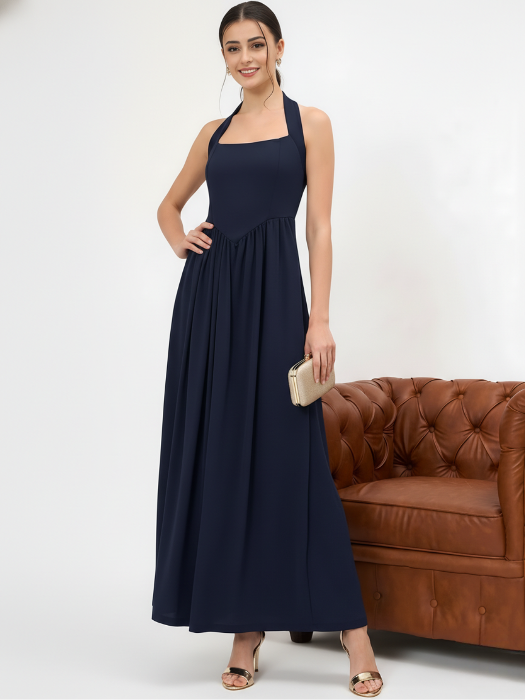 Stretchable Halter Neck Maxi Dress